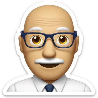 A mid aged man with specs white shirt and  navy blue tie reading a  book in hand sticker