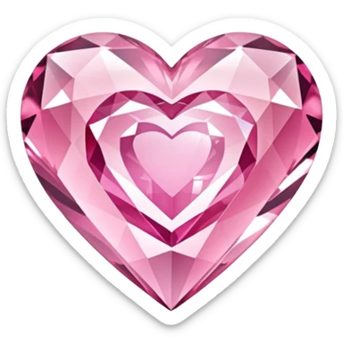 crystal clear diamond heart with one mini pink heart inside of it  sticker