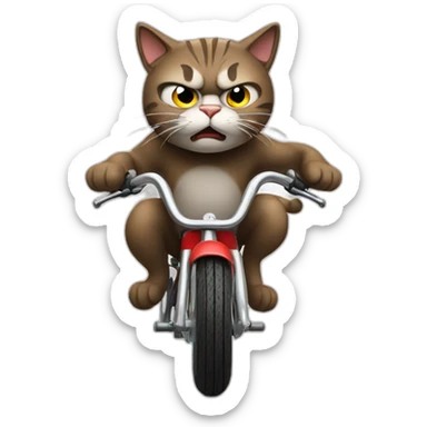 Angry cat on cycle sticker