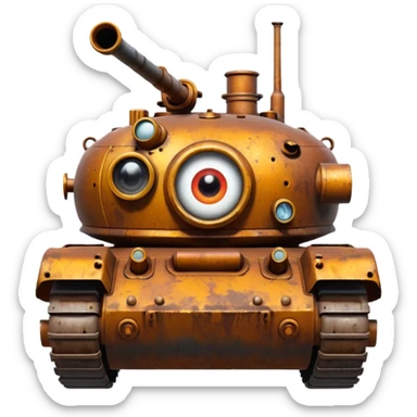 tank that has an eye and a mouth  sticker