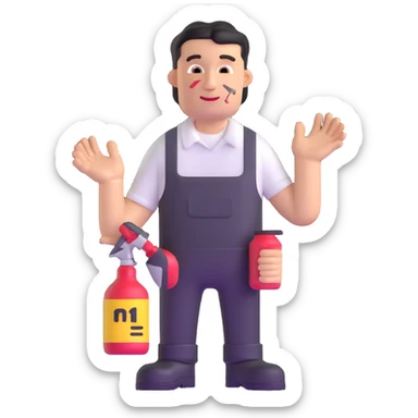 mechanic with grease stains sticker