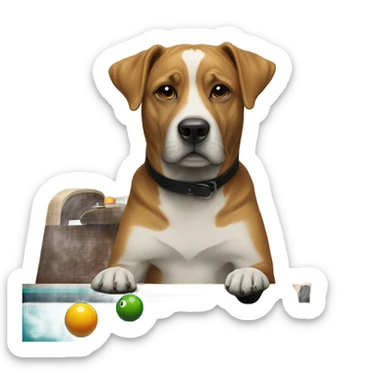 Dog playing pool sticker