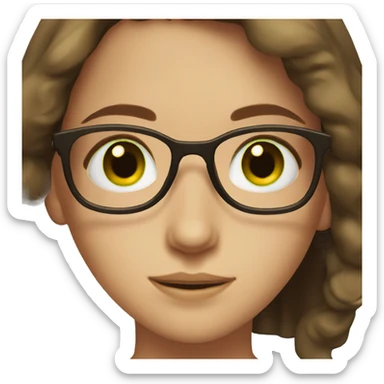 Girl with glasses and brown hair and green eyes sticker