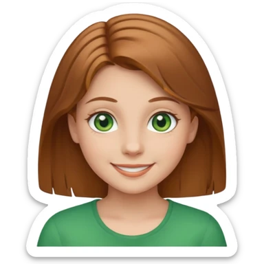 girl with light brown hair and green eyes smiling sticker