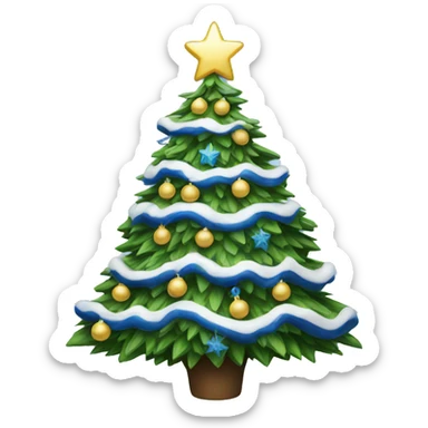 Christmas tree with blue and white decoration sticker