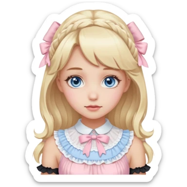 blonde and blue eyed girl with light pink dress lolita sticker