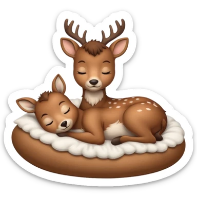 Cute deer sleeping in bed sticker