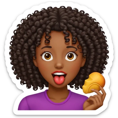 uma mulher negra com cachos com cara de safada mordendo a língua  sticker