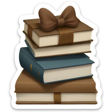 being stack of books with a brown bow sticker
