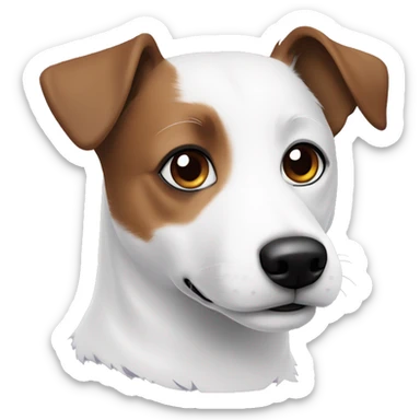 Blue eye Jack Russel with all white fur & brown patch on right eye sticker