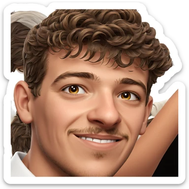 smiling brown haired male portrait sticker