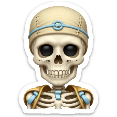 A skeleton having pookie band on his head sticker