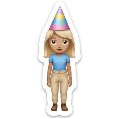“Poopy pants” girl wearing a birthday hat  sticker