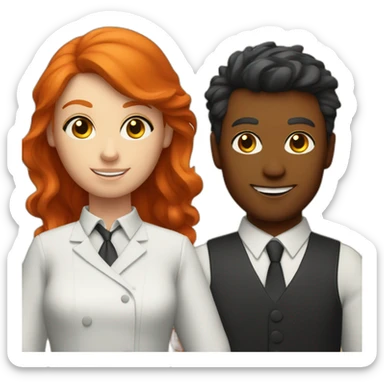 a ginger waiter and a bright red haired girl psychologist sticker