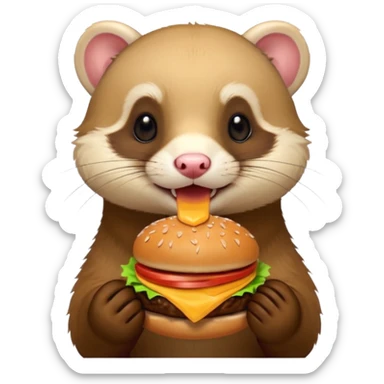 Ferret eat burger sticker
