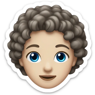 Brunette with curly hair and pale skin, and blue eyes sticker