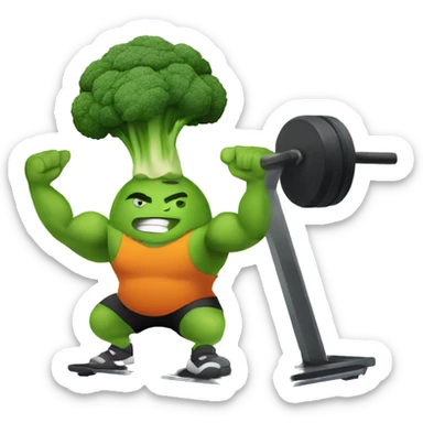 strong broccoli exercising in the gym sticker