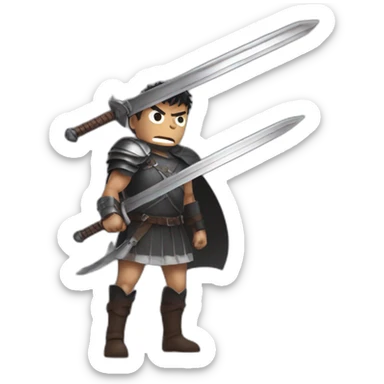 angry berserk guts carrying a huge sword on his shoulder sticker