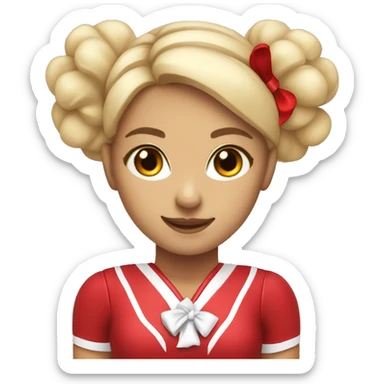 Cheerleader with red bow and Pom poms sticker