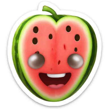 Emoji with hearts in the eyes but with watermelons instead of hearts  sticker