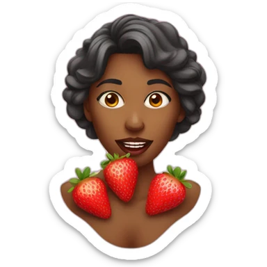 A woman with strawberries in her mouth sticker