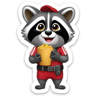 racoon cheff hungry with River Plate T-shirt sticker
