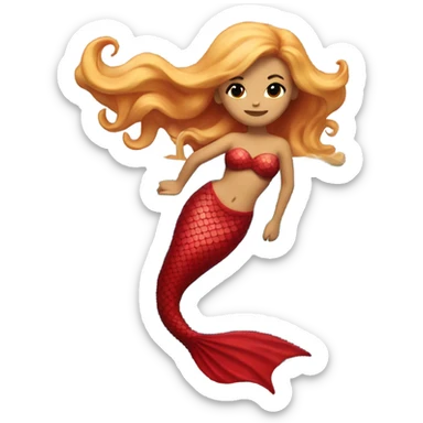 Red Mermaid with red mermaid tail and blonde hair pretty and detailed sticker