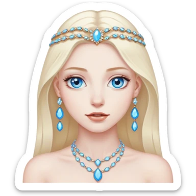Blue eyed figure with jewelry sticker
