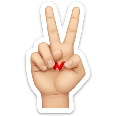 Una mano haciendo la w con los dedos cruzados sticker