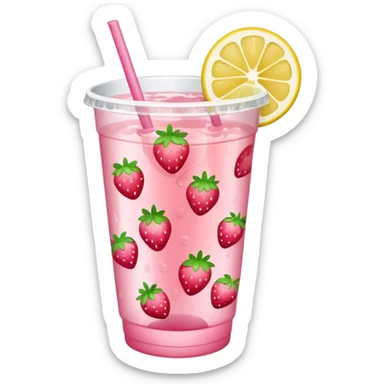 strawberry lemonade in a plastic cup sticker