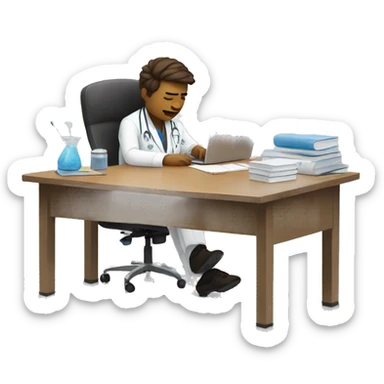 Tired medical student studying  sticker
