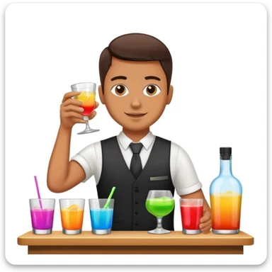 bartender mixing drinks, club backgroudn with bottles sticker