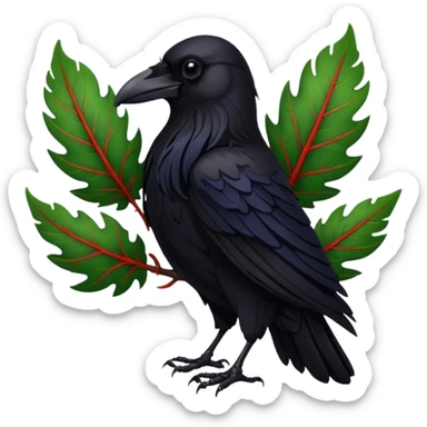 A raven holding a weirwood leaf sticker