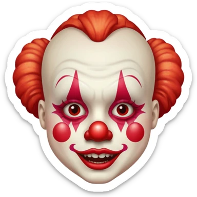red glitter clown with the retarded facial expression sticker
