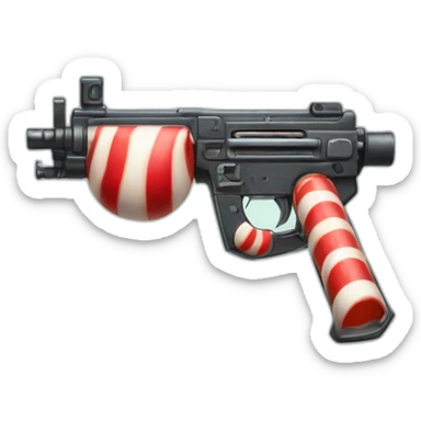 machine gun with candy cane skin that has all lines horizontal sticker