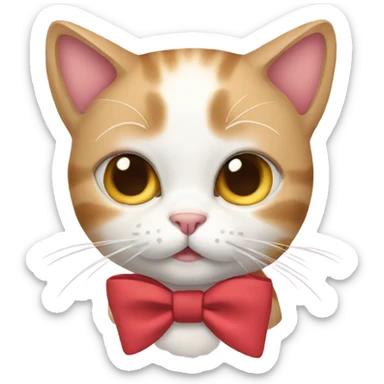 a cat with a bow sticker