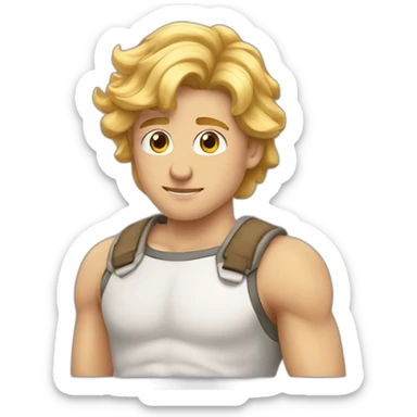 garcon maigre avec des cheveux blond des yeux bleux et un sourir embarassé sticker