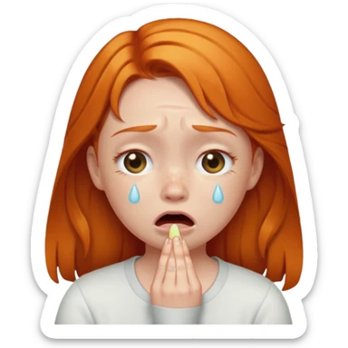 Ginger girl crying sticker