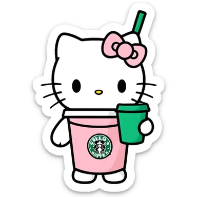 Hello kitty drinking Starbucks  sticker