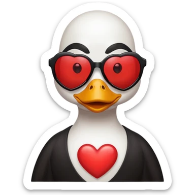 Make a frame emoji and inside it is a duck wearing red heart sunnies and the background is sky or anything blue make it like this 🌇 but what I described inside  sticker
