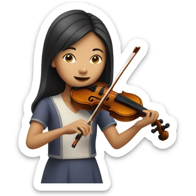 Asian girl playing violin sticker