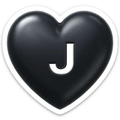 A black heart with the letter "J" in the middle sticker