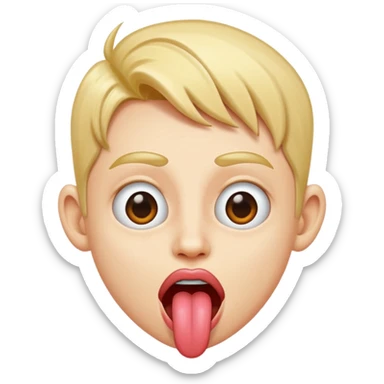 Person sticking out a silly pointed tongue sticker