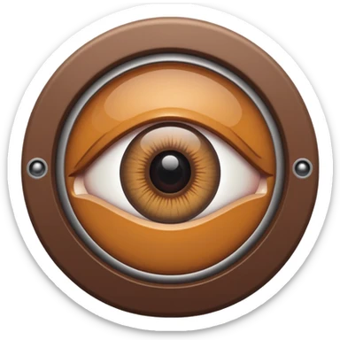 Minimalist emoji-style sticker of a peephole with a realistic eye looking out from inside. Black and gray tones, flat icon, centered eye.
 sticker