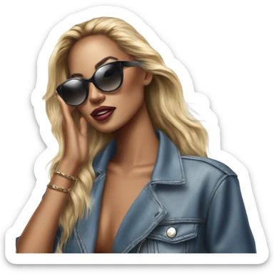 Hyper Realistic beautiful high fashion model putting on sunglasses  sticker