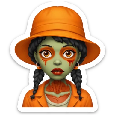 zombie black woman in orange hats sticker