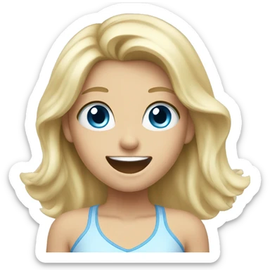 blonde blue eyed girl cheering sticker