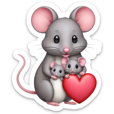 1 big mother mouse and 1 small baby mouse in front of a heart sticker