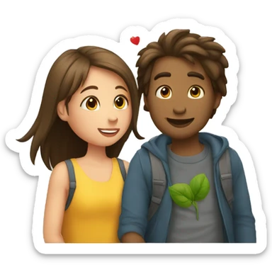 Un gars et une fille en train de se faire un bisous sticker