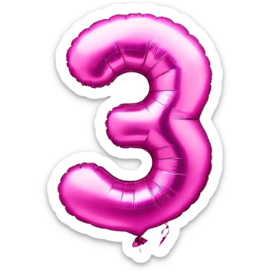 3 birthday balloons pink sticker